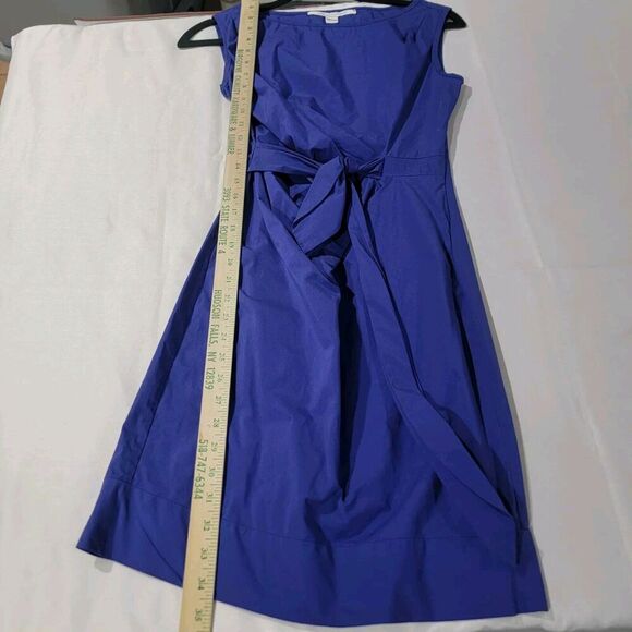 Diane Von Furstenberg Dress Womens 2 Gabe Cap Sleeve Tie Poplin Sheath Career - Picture 9 of 16